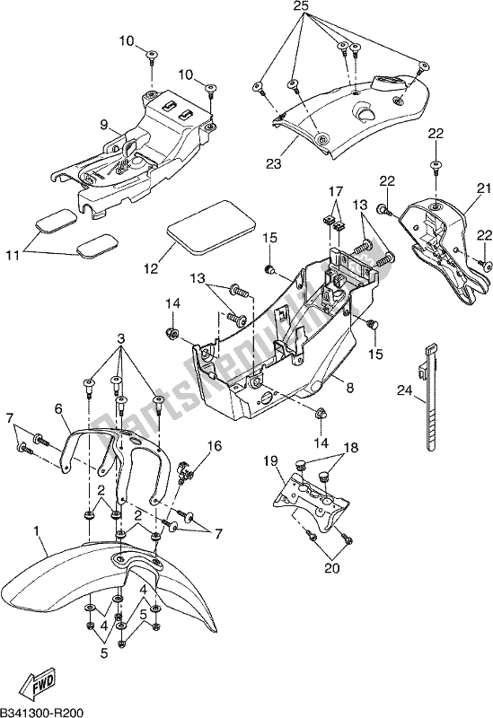 All parts for the Fender of the Yamaha XSR 700 AH MTM 660H 2017