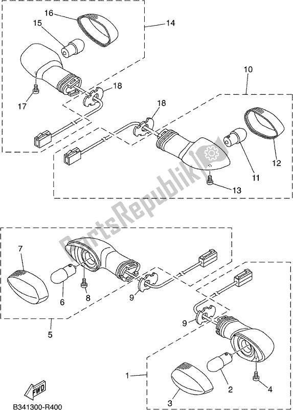 Todas as partes de Luz Intermitente do Yamaha XSR 700 AH MTM 660H 2017