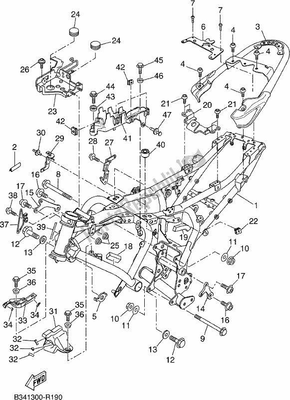 All parts for the Frame of the Yamaha XSR 700 AH MTM 660H 2017