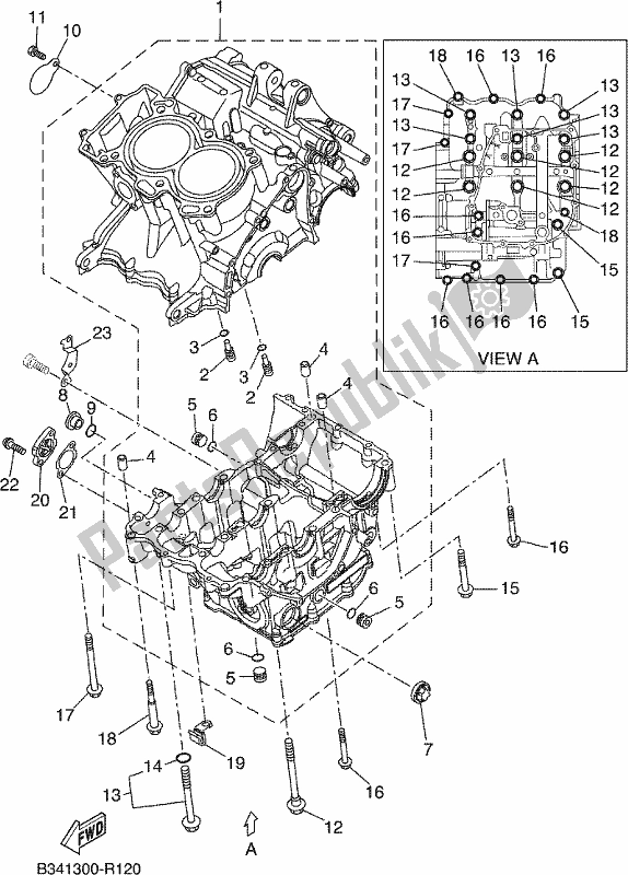 All parts for the Crankcase of the Yamaha XSR 700 AH MTM 660H 2017