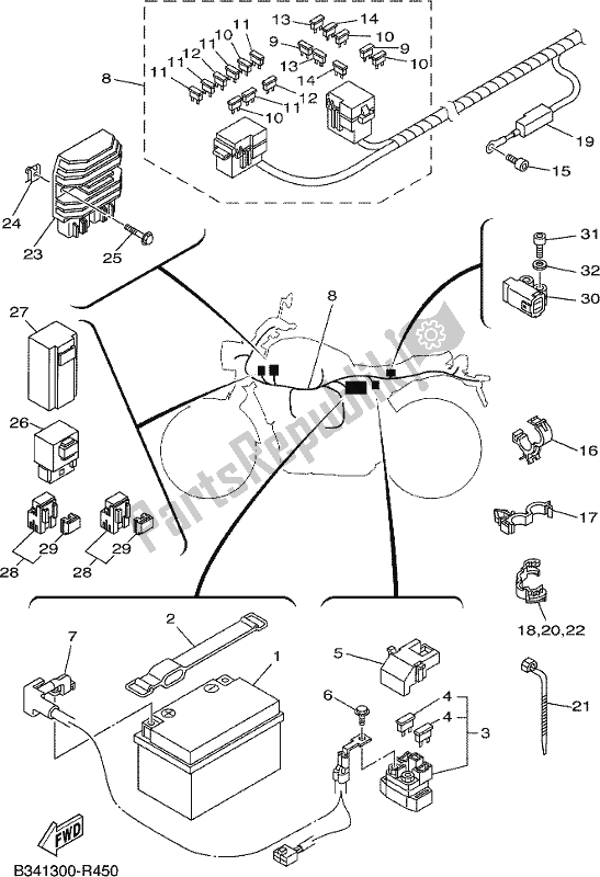 All parts for the Electrical 1 of the Yamaha XSR 700 AH MTM 660H 2017