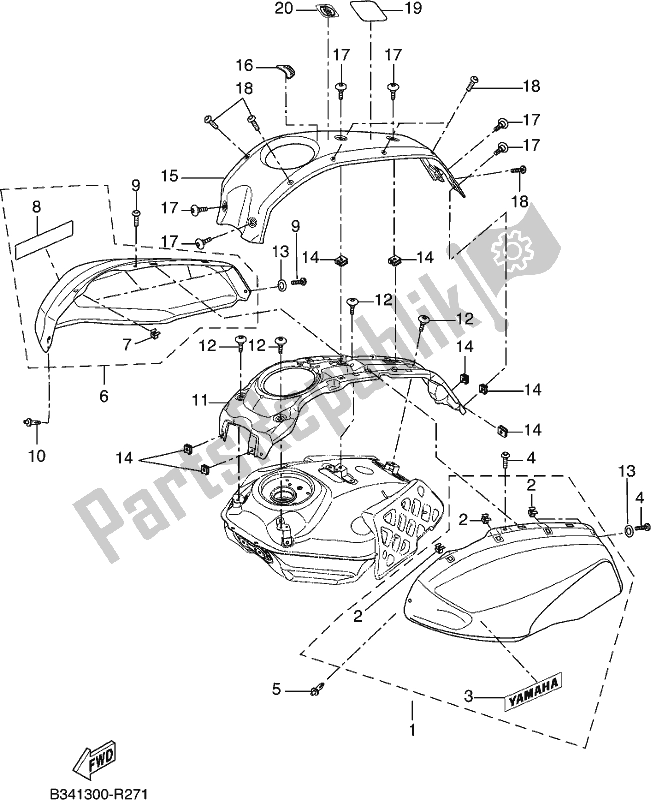 All parts for the Fuel Tank 2 of the Yamaha XSR 700 AH MTM 660H 2017