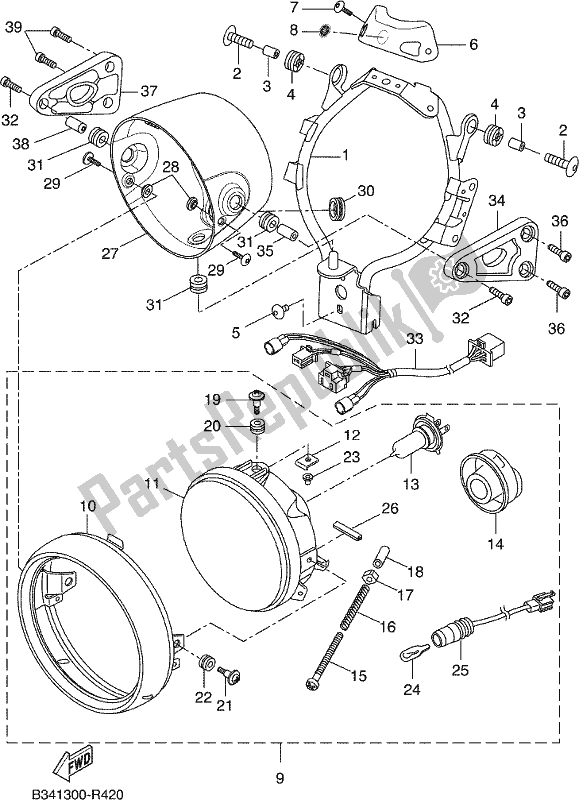 Todas las partes para Faro de Yamaha XSR 700 AH MTM 660H 2017