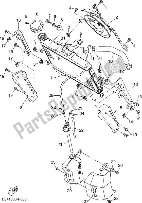 All parts for the Radiator & Hose of the Yamaha XSR 700 AH MTM 660H 2017