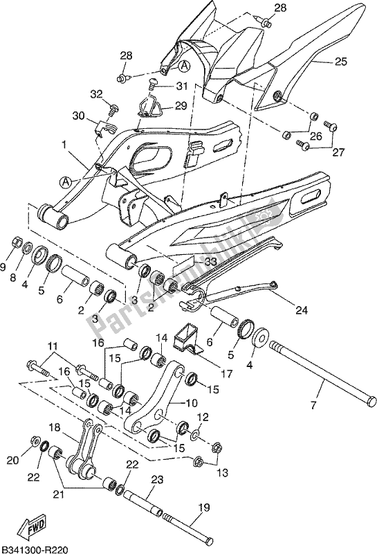 All parts for the Rear Arm of the Yamaha XSR 700 AH MTM 660H 2017