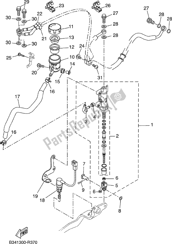 Toutes les pièces pour le Maître-cylindre Arrière du Yamaha XSR 700 AH MTM 660H 2017