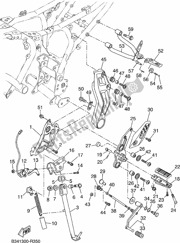 All parts for the Stand & Footrest of the Yamaha XSR 700 AH MTM 660H 2017