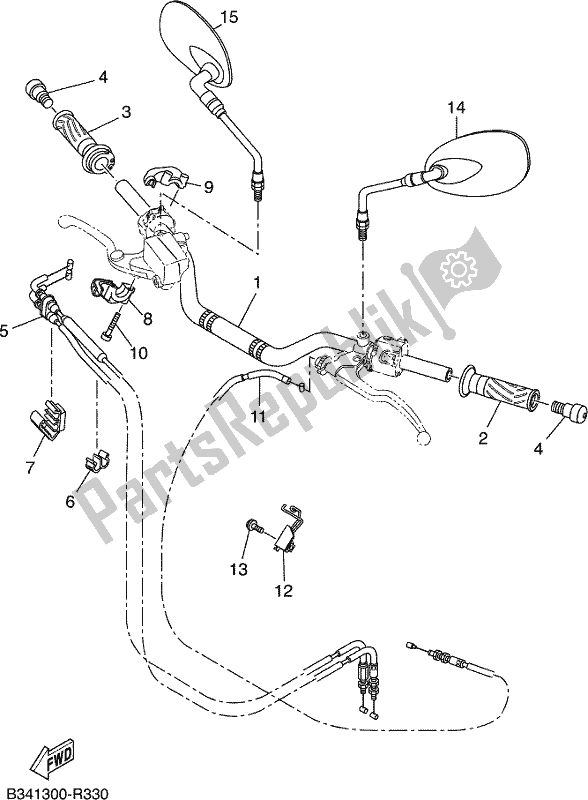 All parts for the Steering Handle & Cable of the Yamaha XSR 700 AH MTM 660H 2017