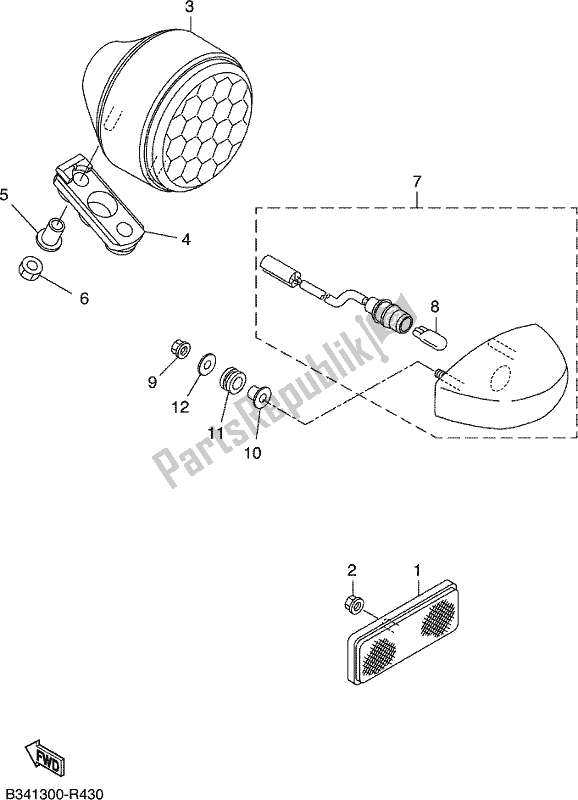 All parts for the Taillight of the Yamaha XSR 700 AH MTM 660H 2017