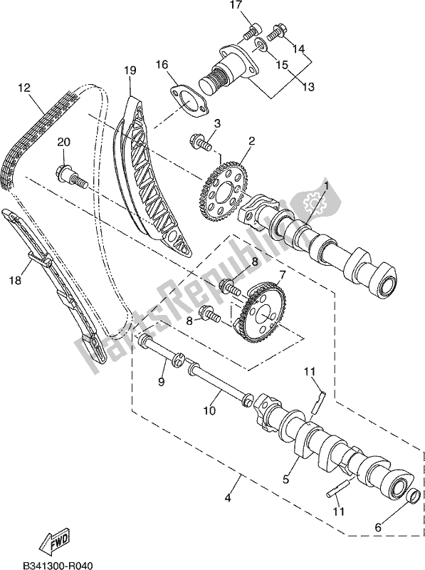 All parts for the Camshaft & Chain of the Yamaha XSR 700 AJ MTM 660J 2018