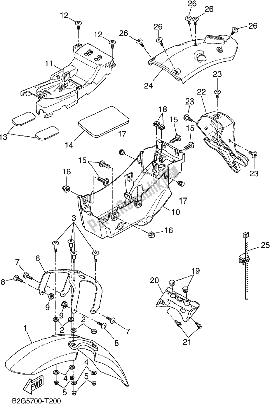 All parts for the Fender of the Yamaha XSR 700 AJ MTM 660J 2018