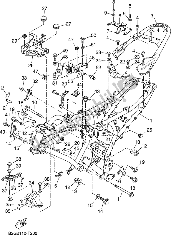 All parts for the Frame of the Yamaha XSR 700 AJ MTM 660J 2018