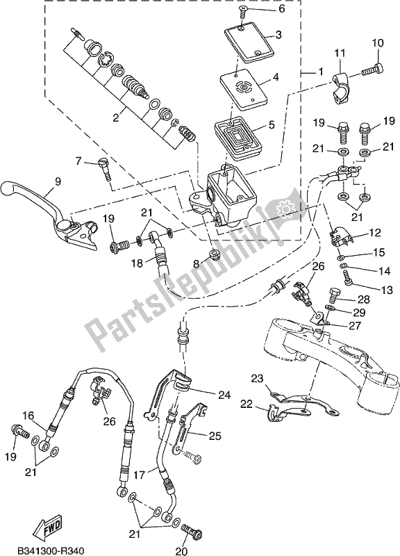 Tutte le parti per il Pompa Freno Anteriore del Yamaha XSR 700 AJ MTM 660J 2018