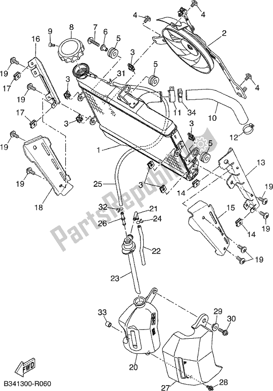 All parts for the Radiator & Hose of the Yamaha XSR 700 AJ MTM 660J 2018