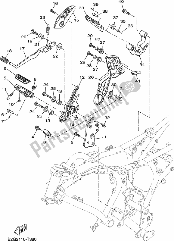 All parts for the Stand & Footrest 2 of the Yamaha XSR 700 AJ MTM 660J 2018