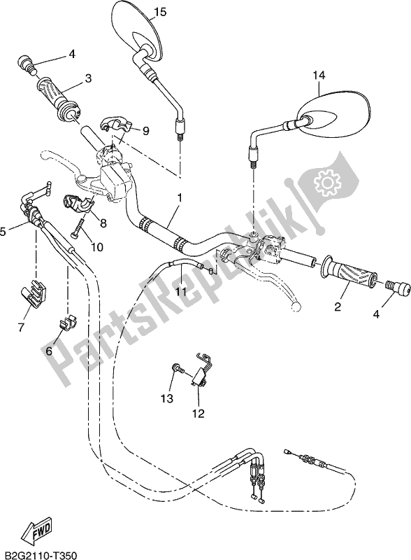 Alle onderdelen voor de Stuurhendel En Kabel van de Yamaha XSR 700 AJ MTM 660J 2018