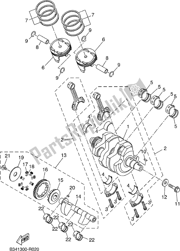 Tutte le parti per il Albero Motore E Pistone del Yamaha XSR 700 AL MTM 660L 2020