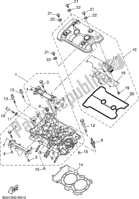 Alle onderdelen voor de Cilinderkop van de Yamaha XSR 700 AL MTM 660L 2020