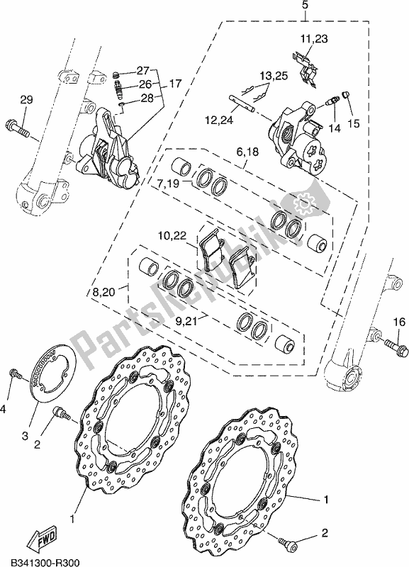 Wszystkie części do Zacisk Hamulca Przedniego Yamaha XSR 700 AL MTM 660L 2020