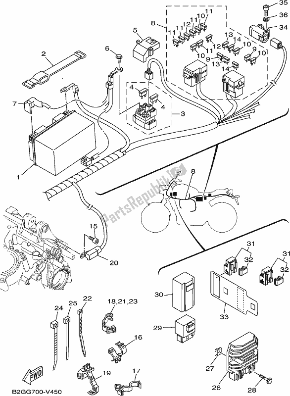 Wszystkie części do Elektryczny 1 Yamaha XSR 700 AM MTM 660M 2021