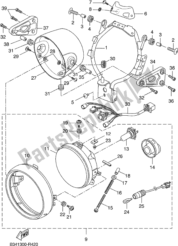 All parts for the Headlight of the Yamaha XSR 700 AM MTM 660M 2021 All parts for the Headlight of the Yamaha XSR 700 AM MTM 660M 2021