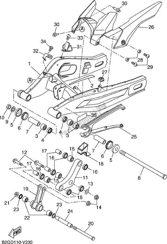 Todas las partes para Brazo Trasero de Yamaha XSR 700 AM MTM 660M 2021