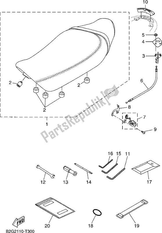 All parts for the Seat of the Yamaha XSR 700 AM MTM 660M 2021