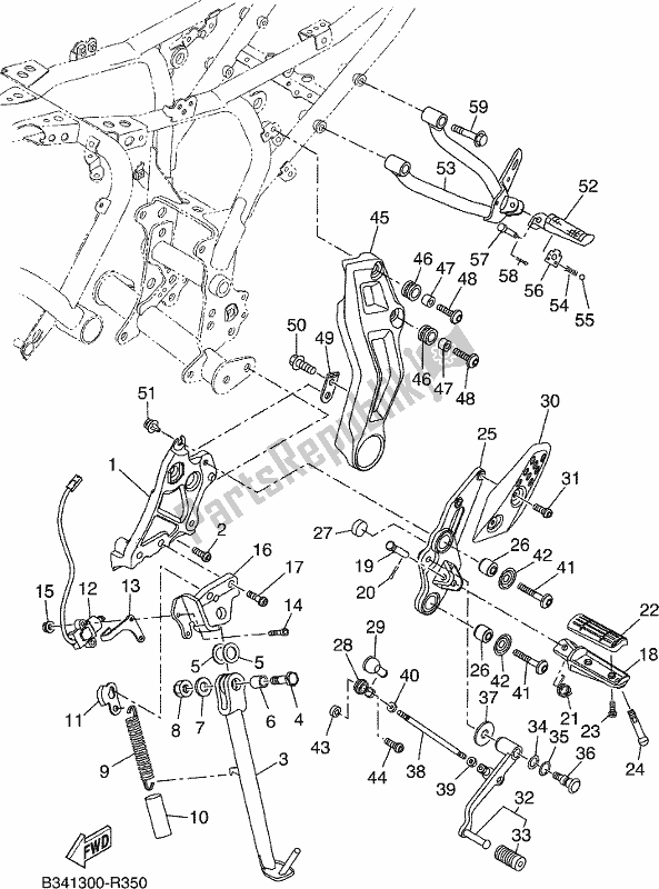 All parts for the Stand & Footrest of the Yamaha XSR 700 AM MTM 660M 2021
