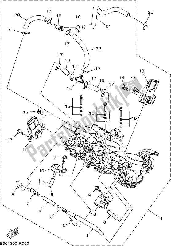 All parts for the Intake of the Yamaha XSR 900 AH MTM 850H 2017