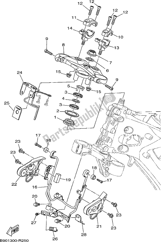 All parts for the Steering of the Yamaha XSR 900 AH MTM 850H 2017