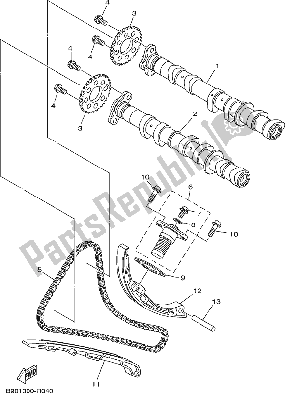 All parts for the Camshaft & Chain of the Yamaha XSR 900 AH MTM 850H 2017