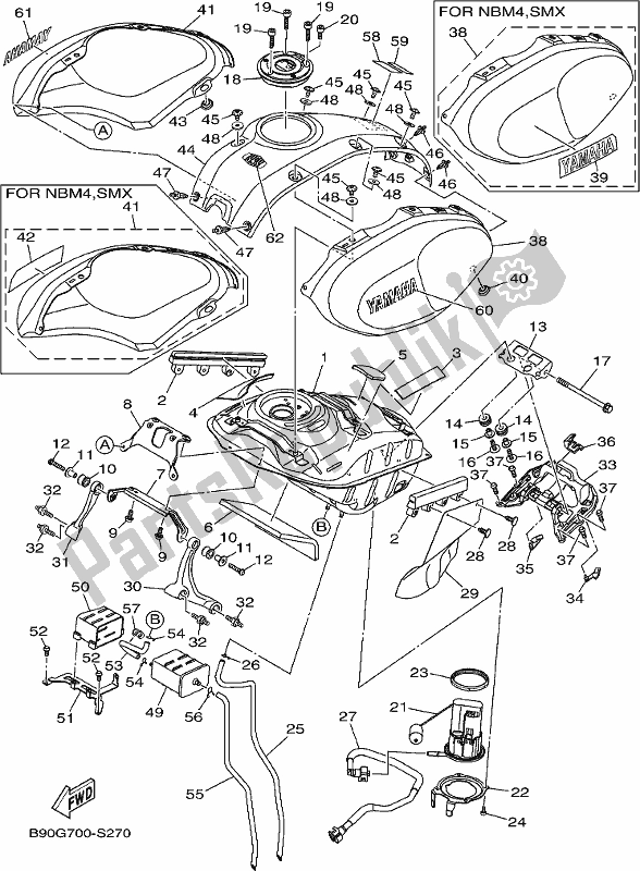 All parts for the Fuel Tank of the Yamaha XSR 900 AH MTM 850H 2017