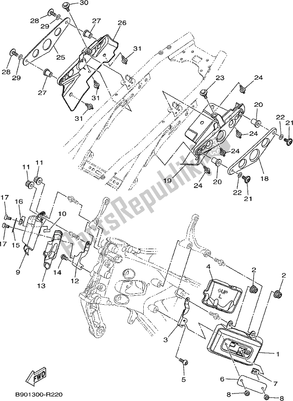 All parts for the Side Cover of the Yamaha XSR 900 AH MTM 850H 2017