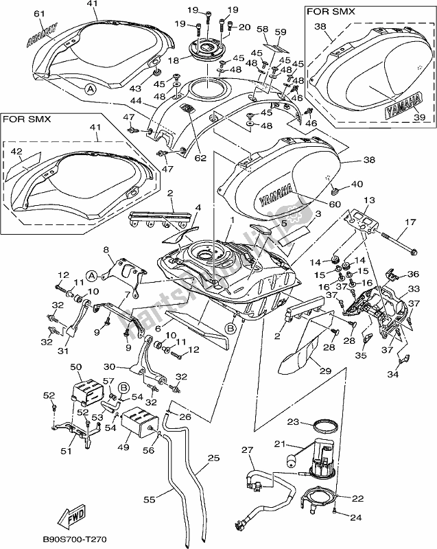 Todas las partes para Depósito De Combustible de Yamaha XSR 900 AJ MTM 850J 2018
