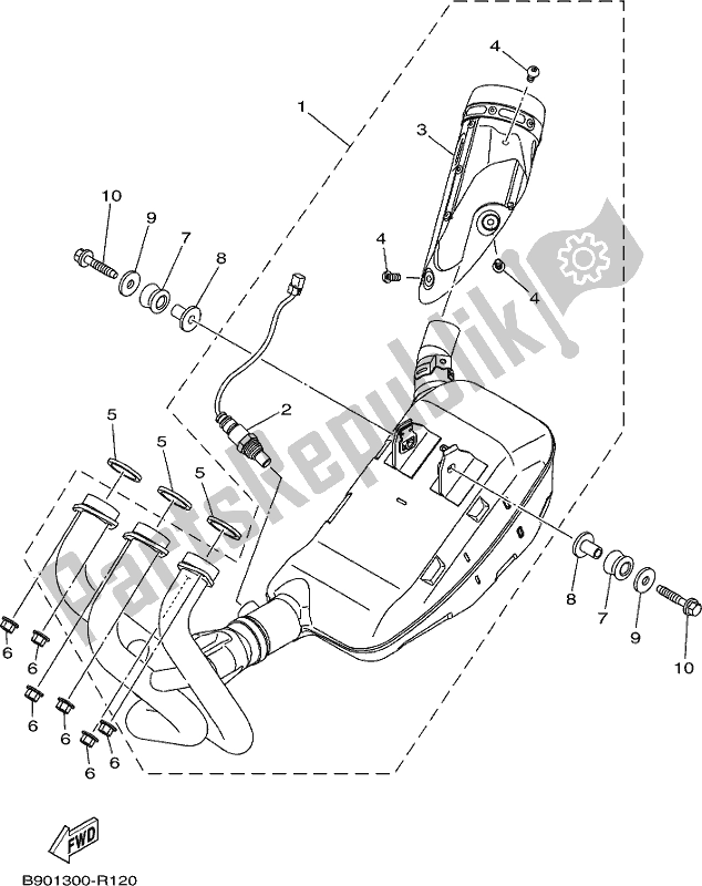 All parts for the Exhaust of the Yamaha XSR 900 AK MTM 850K 2019