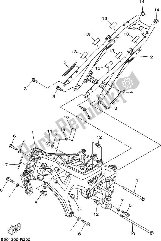 Toutes les pièces pour le Cadre du Yamaha XSR 900 AK MTM 850K 2019