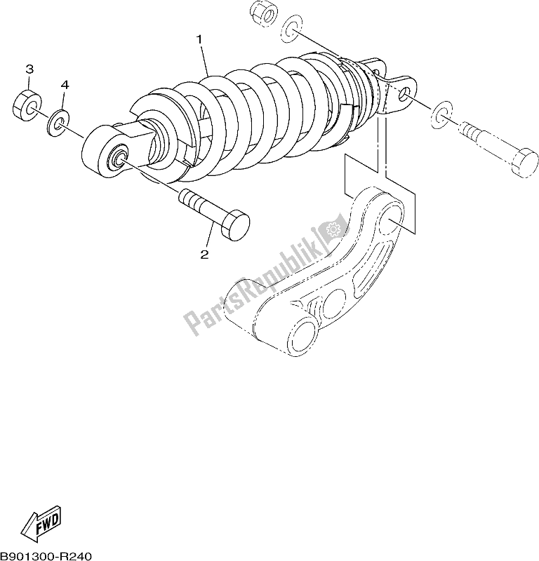 All parts for the Rear Suspension of the Yamaha XSR 900 AK MTM 850K 2019