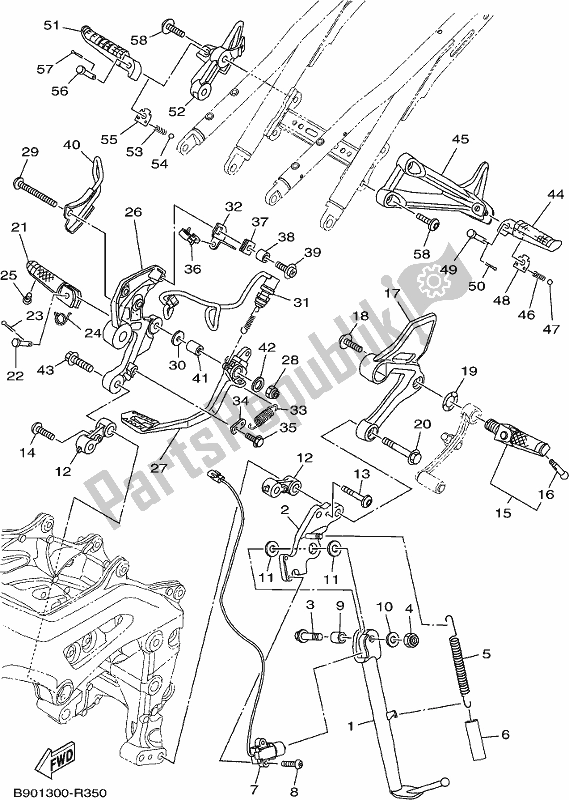 Tutte le parti per il Stand E Poggiapiedi del Yamaha XSR 900 AK MTM 850K 2019