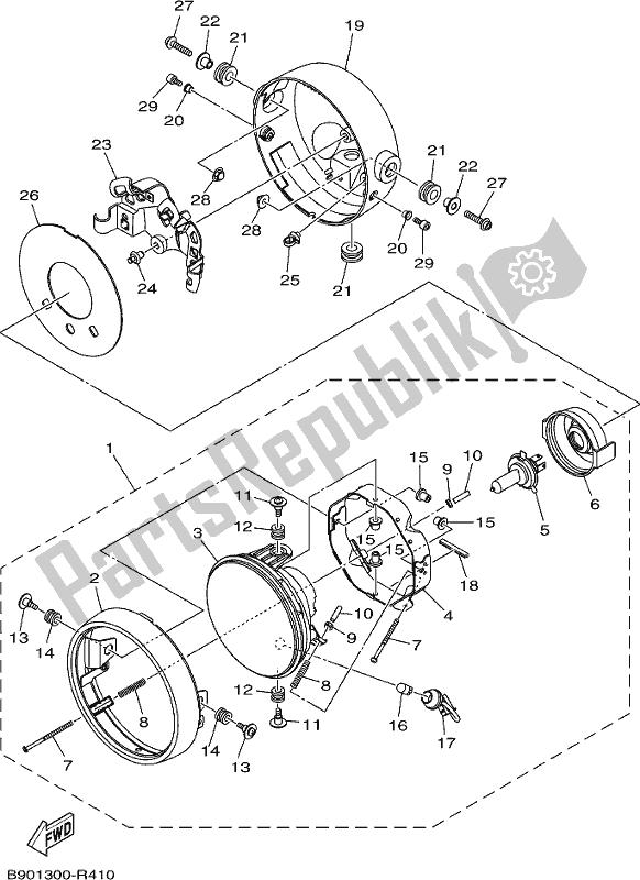 Todas as partes de Farol do Yamaha XSR 900 AL MTM 850L 2020