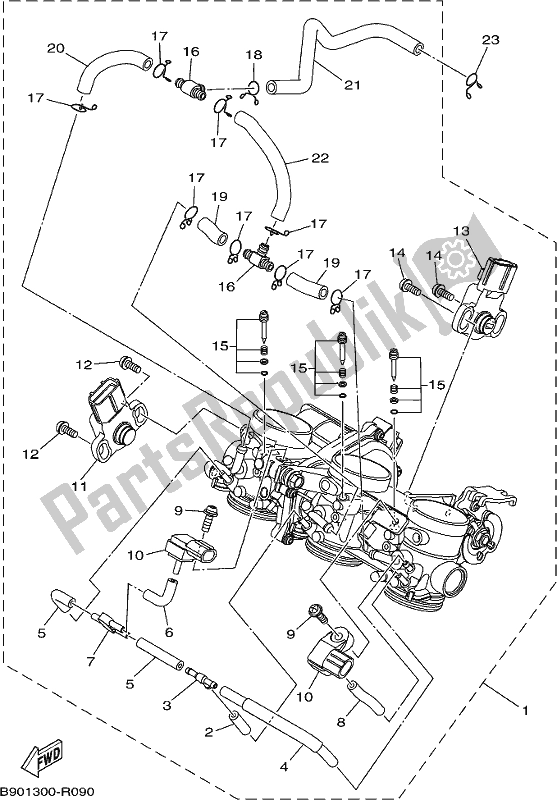 Alle onderdelen voor de Inname van de Yamaha XSR 900 AL MTM 850L 2020