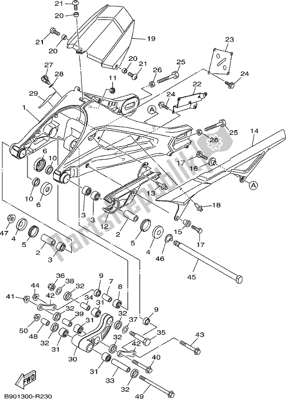 Todas las partes para Brazo Trasero de Yamaha XSR 900 AL MTM 850L 2020