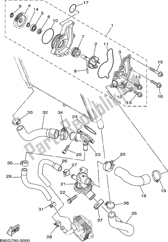 Tutte le parti per il Pompa Dell'acqua del Yamaha XSR 900 AL MTM 850L 2020