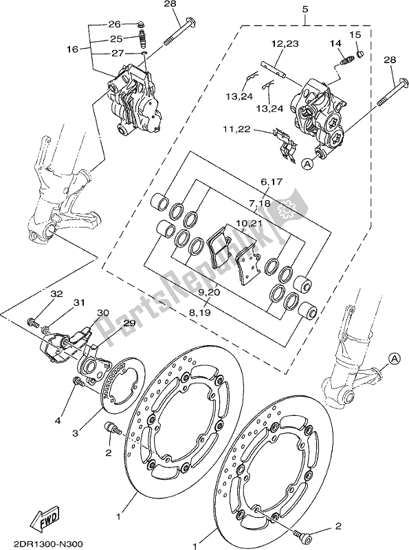 Todas as partes de Pinça De Freio Dianteiro do Yamaha XSR 900 AM MTM 850M 2021