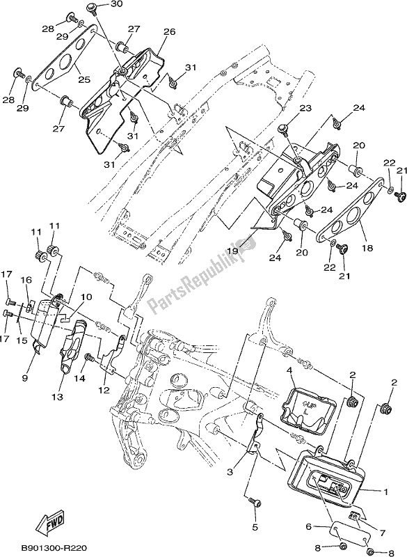 All parts for the Side Cover of the Yamaha XSR 900 AM MTM 850M 2021