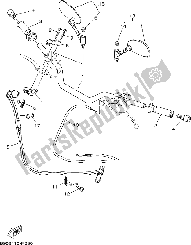 All parts for the Steering Handle & Cable of the Yamaha XSR 900 AM MTM 850M 2021