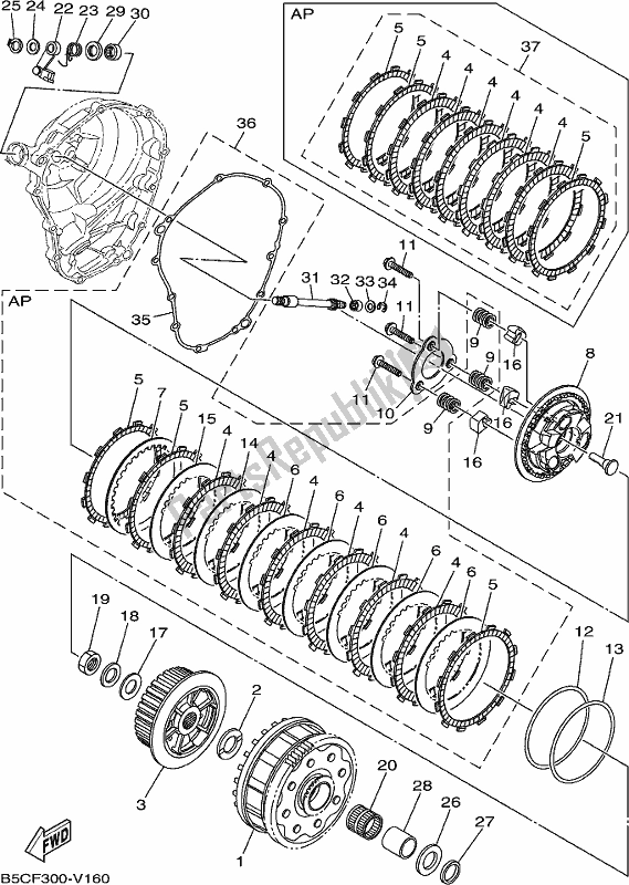 All parts for the Clutch of the Yamaha XSR 900 Aspm MTM 850M 2021