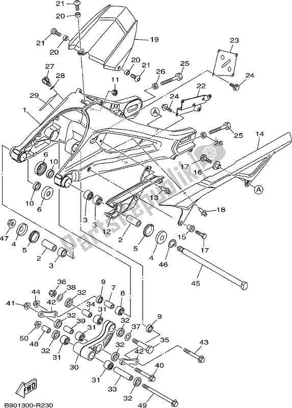 All parts for the Rear Arm of the Yamaha XSR 900 Aspm MTM 850M 2021