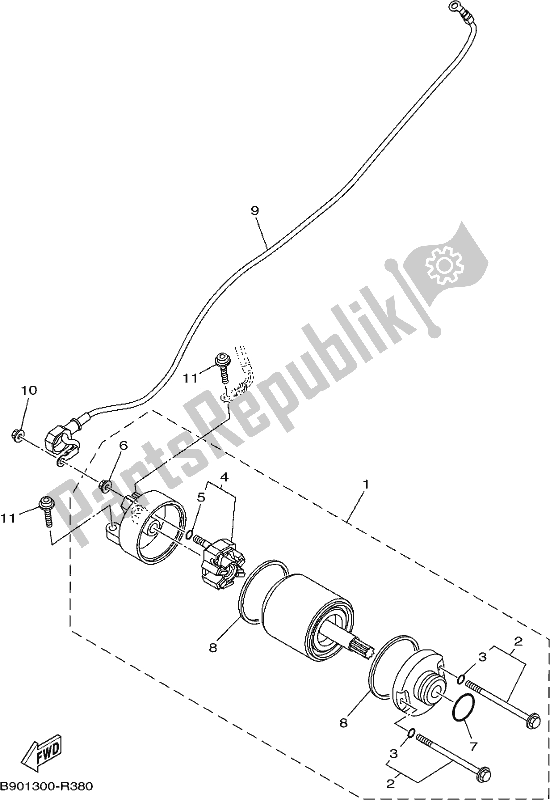 All parts for the Starting Motor of the Yamaha XSR 900 Aspm MTM 850M 2021