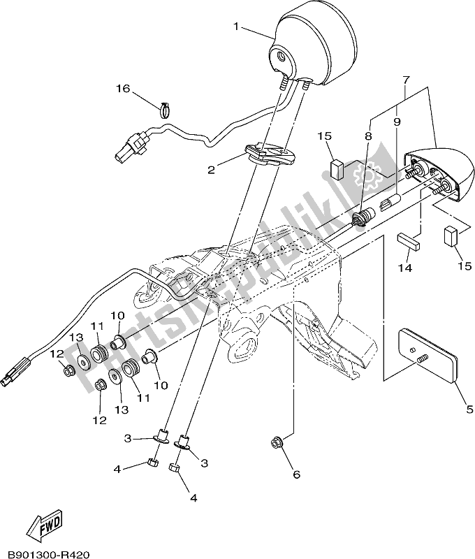 All parts for the Taillight of the Yamaha XSR 900 Aspm MTM 850M 2021