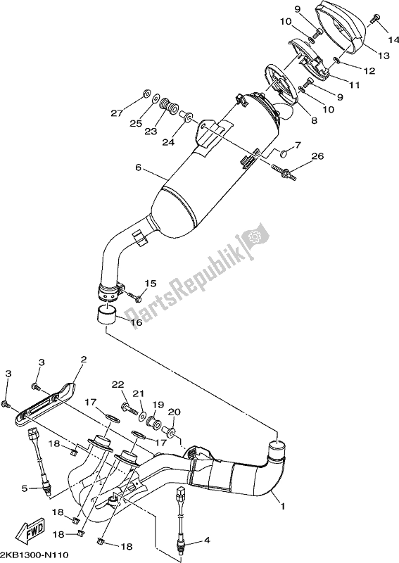 Toutes les pièces pour le échappement du Yamaha XT 1200 ZE 2017